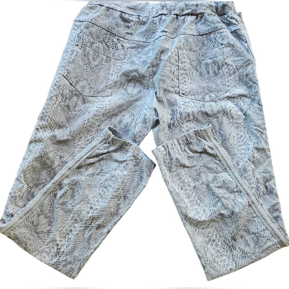 Venti 6 Pants Women L Fashion Snake Print Drawstring Straight Leg Pull On Gray - Picture 4 of 10